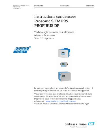 Endres+Hauser Prosonic S FMU95 PROFIBUS DP Manuel utilisateur | Fixfr