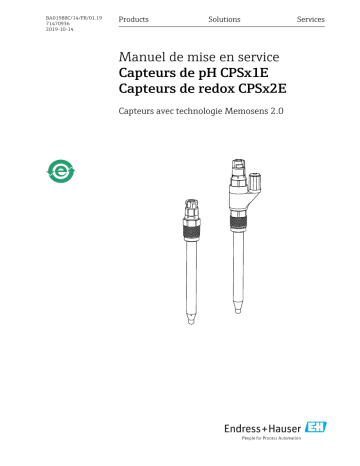 Endres+Hauser pH sensors CPSx1E, CPFx1E ORP sensors CPSx2E, CPFx2E Mode d'emploi | Fixfr