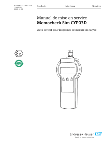 Endres+Hauser Memocheck Sim CYP03D Mode d'emploi | Fixfr
