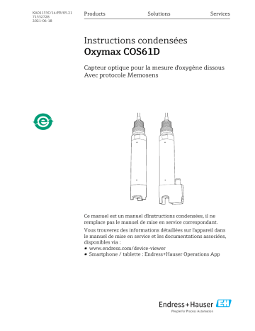 Endres+Hauser Oxymax COS61D Manuel utilisateur | Fixfr