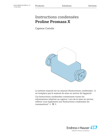 Endres+Hauser Proline Promass X Brief Manuel utilisateur | Fixfr