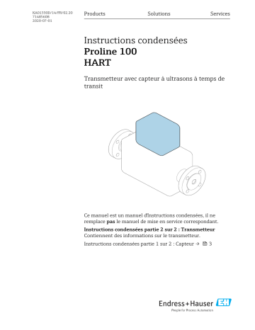 Endres+Hauser Proline 100 HART Manuel utilisateur | Fixfr