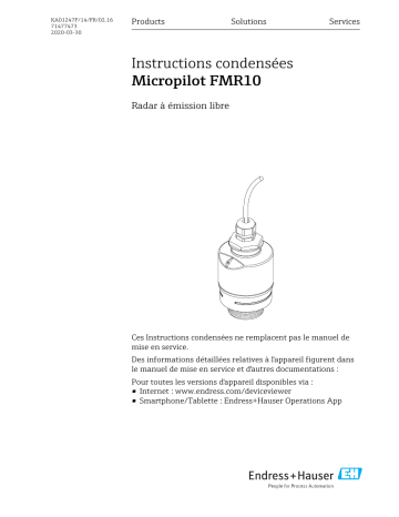 Endres+Hauser Micropilot FMR10 Manuel utilisateur | Fixfr