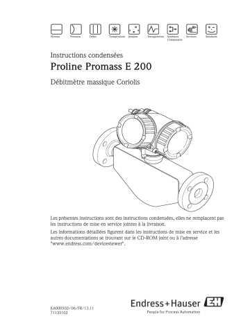 Endres+Hauser Proline Promass E 200 Brief Manuel utilisateur | Fixfr