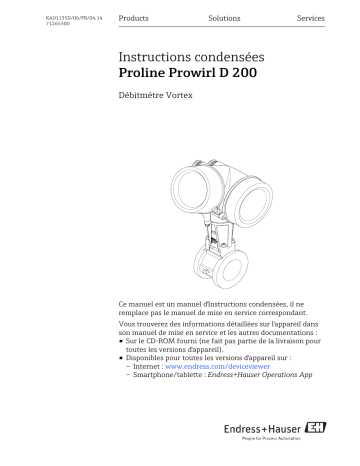Endres+Hauser Proline Prowirl D 200 Brief Manuel utilisateur | Fixfr