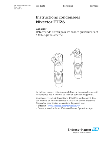 Endres+Hauser Nivector FTI26 Brief Manuel utilisateur | Fixfr