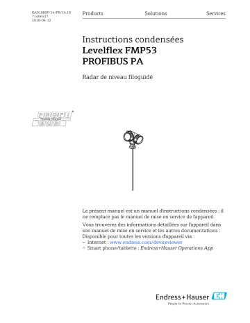 Endres+Hauser Levelflex FMP53 PROFIBUS PA Brief Manuel utilisateur | Fixfr