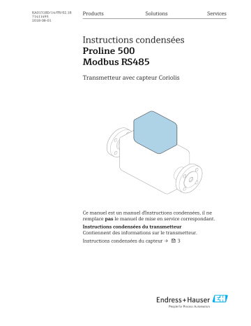 Endres+Hauser Proline 500 Modbus RS485 Brief Manuel utilisateur | Fixfr