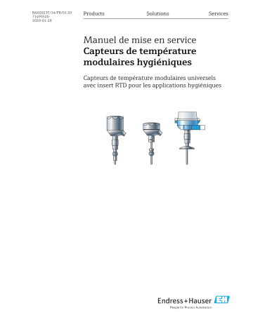 Endres+Hauser Modular hygienic thermometers Mode d'emploi | Fixfr