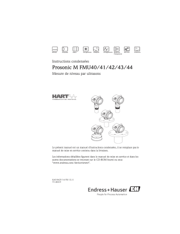 Endres+Hauser Prosonic M FMU40/41/42/43/44 4-20 mA HART Brief Manuel utilisateur | Fixfr
