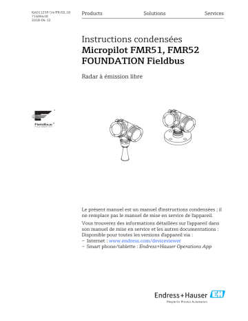 Endres+Hauser Micropilot FMR51, FMR52 FOUNDATION Fieldbus Brief Manuel utilisateur | Fixfr