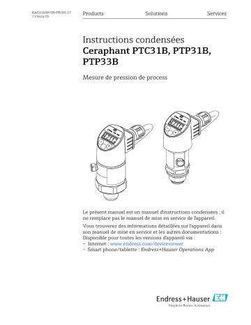 Endres+Hauser Ceraphant PTC31B, PTP31B, PTP33B Brief Manuel utilisateur | Fixfr