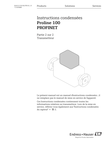 Endres+Hauser Proline 100 PROFINET Brief Manuel utilisateur | Fixfr