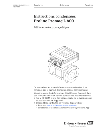 Endres+Hauser Proline Promag L 400 Brief Manuel utilisateur | Fixfr