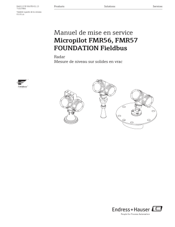 Endres+Hauser Micropilot FMR56, FMR57 FOUNDATION Fieldbus Mode d'emploi | Fixfr