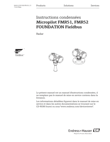 Endres+Hauser Micropilot FMR51, FMR52 FOUNDATION Fieldbus Brief Manuel utilisateur | Fixfr
