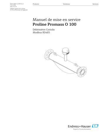 Endres+Hauser Proline Promass O 100 Mode d'emploi | Fixfr