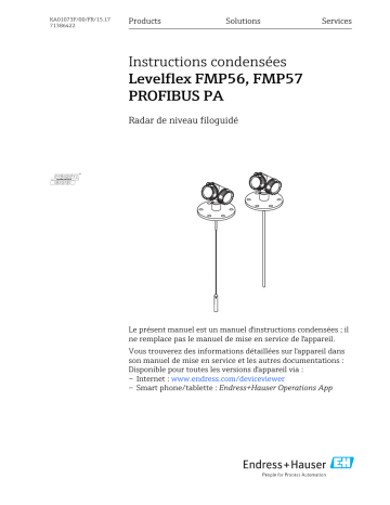 Endres+Hauser Levelflex FMP56, FMP57 PROFIBUS PA Brief Manuel utilisateur | Fixfr