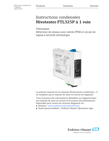 Endres+Hauser Nivotester FTL325P single-channel Manuel utilisateur | Fixfr