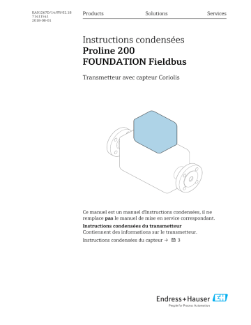 Endres+Hauser Proline 200 FOUNDATION Fieldbus Brief Manuel utilisateur | Fixfr