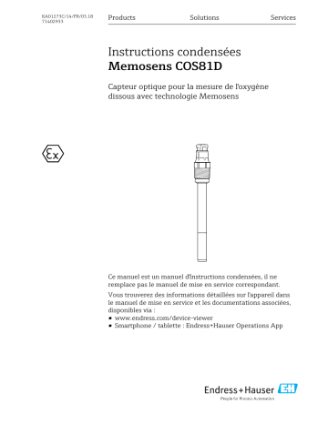 Endres+Hauser Memosens COS81D Manuel utilisateur | Fixfr