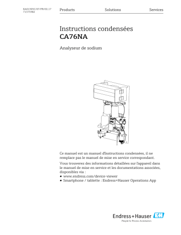 Endres+Hauser CA76NA Manuel utilisateur | Fixfr