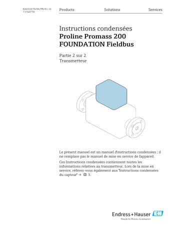 Endres+Hauser Proline 200 FOUNDATION Fieldbus Brief Manuel utilisateur | Fixfr