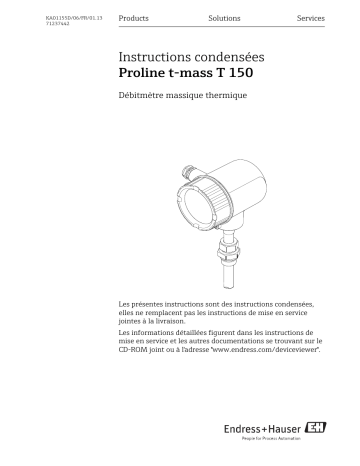 Endres+Hauser Proline t-mass T 150 Brief Manuel utilisateur | Fixfr