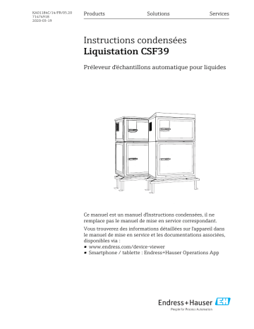 Endres+Hauser Liquistation CSF39 Manuel utilisateur | Fixfr