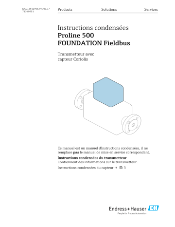 Endres+Hauser Proline 500 FOUNDATION Fieldbus Brief Manuel utilisateur | Fixfr