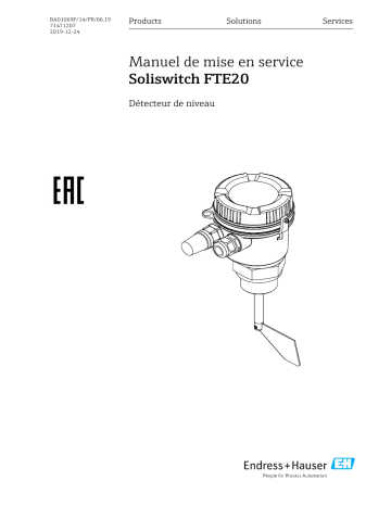 Endres+Hauser Soliswitch FTE20 Mode d'emploi | Fixfr