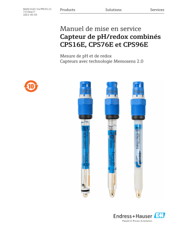 Endres+Hauser Combined pH/ORP sensors CPS16E, CPS76E and CPS96E Mode d'emploi | Fixfr