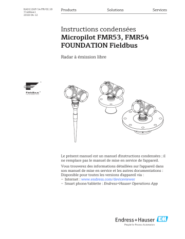 Endres+Hauser Micropilot FMR53, FMR54 FOUNDATION Fieldbus Brief Manuel utilisateur | Fixfr