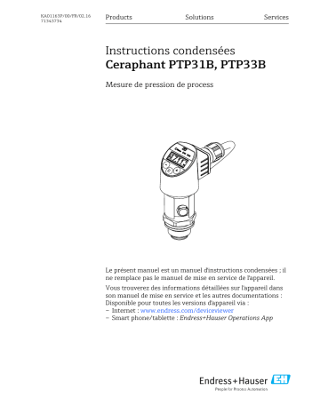 Endres+Hauser Ceraphant PTC31B, PTP31B, PTP33B Brief Manuel utilisateur | Fixfr