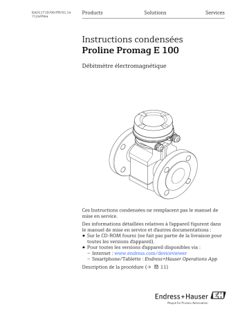Endres+Hauser Proline Promag E 100 Brief Manuel utilisateur | Fixfr
