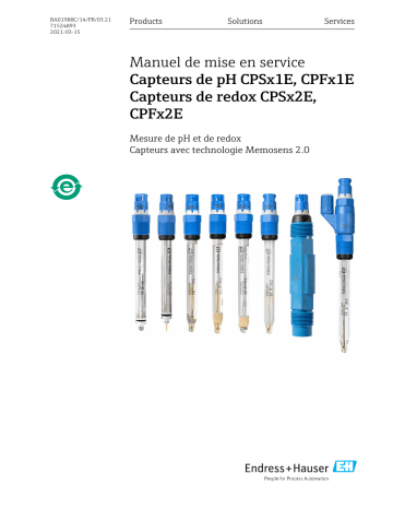 Endres+Hauser pH sensors CPSx1E, CPFx1E ORP sensors CPSx2E, CPFx2E Mode d'emploi | Fixfr