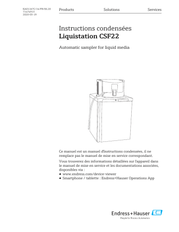 Endres+Hauser Liquistation CSF22 Manuel utilisateur | Fixfr