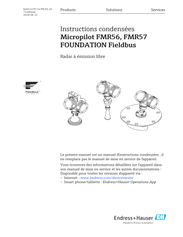 Endres+Hauser Micropilot FMR56, FMR57 FOUNDATION Fieldbus Brief Manuel utilisateur | Fixfr