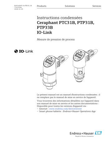Endres+Hauser Ceraphant PTC31B, PTP31B, PTP33B IO-Link Manuel utilisateur | Fixfr