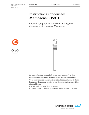 Endres+Hauser Memosens COS81D Manuel utilisateur | Fixfr
