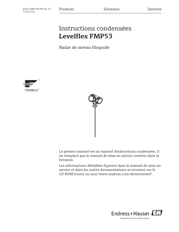 Endres+Hauser Levelflex FMP53 FOUNDATION Fieldbus Brief Manuel utilisateur | Fixfr