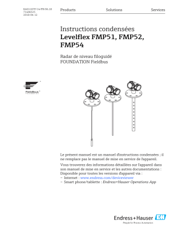 Endres+Hauser Levelflex FMP51, FMP52, FMP54 Brief Manuel utilisateur | Fixfr