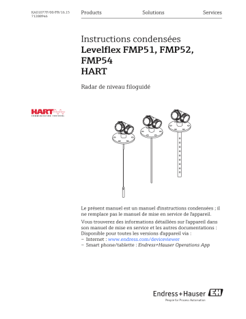 Endres+Hauser Levelflex FMP51, FMP52, FMP54 HART Brief Manuel utilisateur | Fixfr