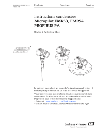 Endres+Hauser Micropilot FMR53, FMR54 PROFIBUS PA Brief Manuel utilisateur | Fixfr