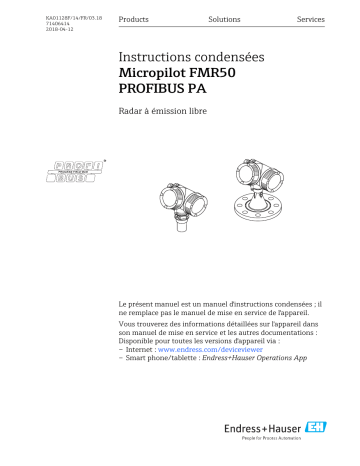 Endres+Hauser Micropilot FMR50 PROFIBUS PA Brief Manuel utilisateur | Fixfr