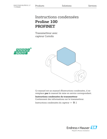 Endres+Hauser Proline 100 PROFINET Brief Manuel utilisateur | Fixfr