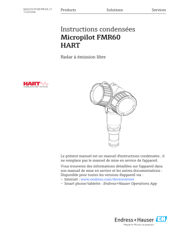 Endres+Hauser Micropilot FMR60 HART Brief Manuel utilisateur | Fixfr