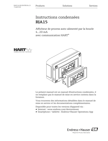 Endres+Hauser RIA15 Brief Manuel utilisateur | Fixfr