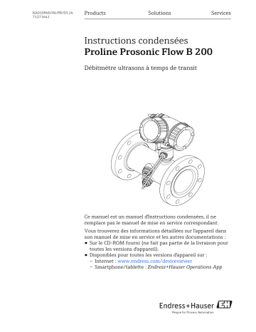 Endres+Hauser Proline Prosonic Flow B 200 Brief Manuel utilisateur | Fixfr