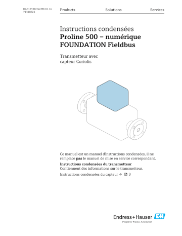Endres+Hauser Proline 500 – digital FOUNDATION Fieldbus Brief Manuel utilisateur | Fixfr